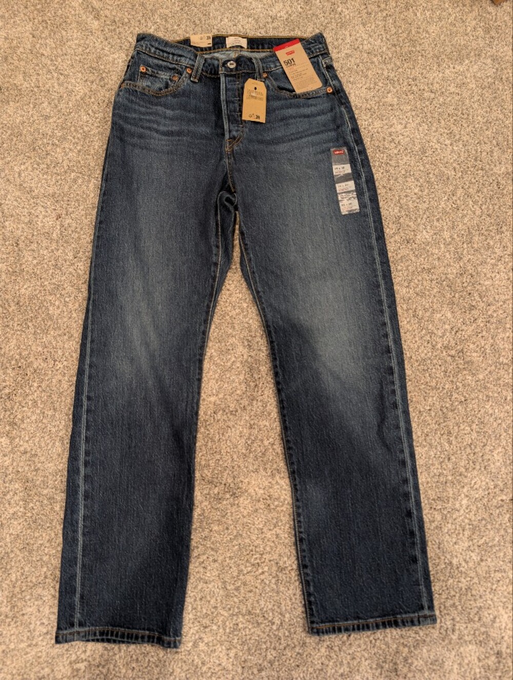 NWT Levi’s 501 Curve Stretch Straight Jeans Dark Wash 29x30